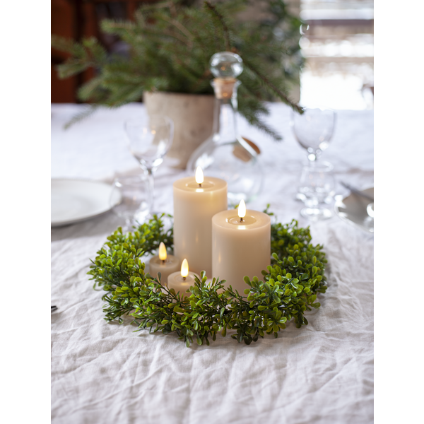 Stearinlys LED Blokklys Flamme Flow Beige 17,5 cm