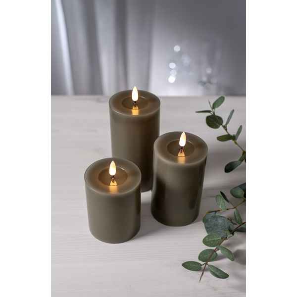 Stearinlys LED Blokklys Flamme Flow Muldvarp 15 cm