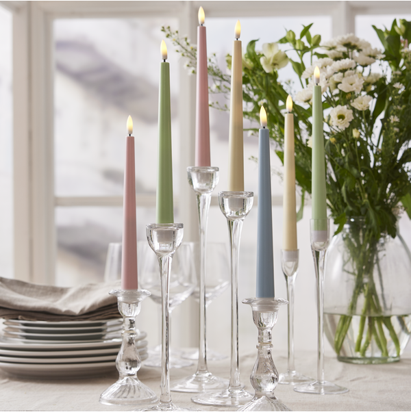 Stearinlys LED Antikklys 2-pakning Flamme Candy Rosa