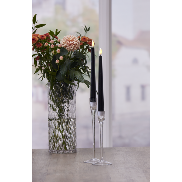 Stearinlys LED Antikklys 2-pakning Flamme Candy Svart