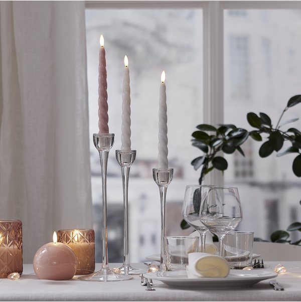 Stearinlys LED Antikklys 2-pakning Flamme Shine Rosa