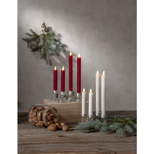 Stearinlys LED Antikklys 2-pakning Flamme Rustic 15 cm Rød