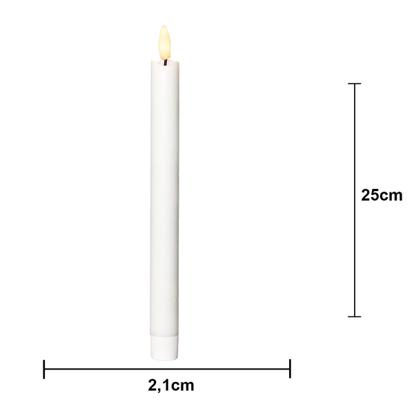Stearinlys LED Antikklys 2-pakning Flamme Rustic 25 cm Hvit