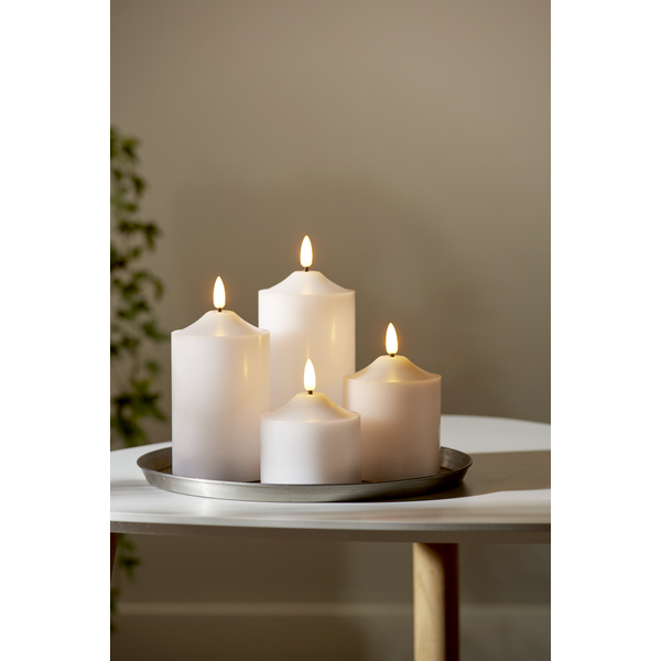 Stearinlys LED Blokklys Flamme Topp Hvit 9,5 cm