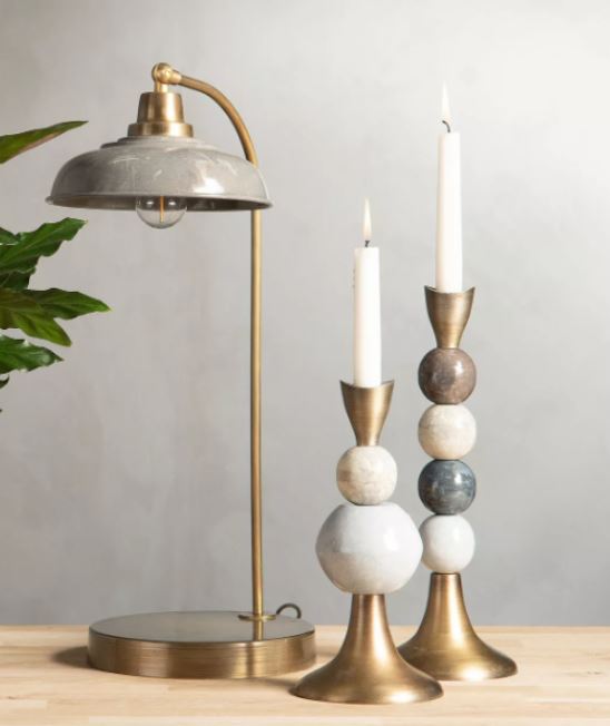 Lysestake Multi Stone - Metall 32 cm | Moderne til kronelys