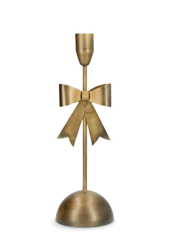 Lysestake Rosett - Messing 28 cm | Metall med sløyfe til kronelys