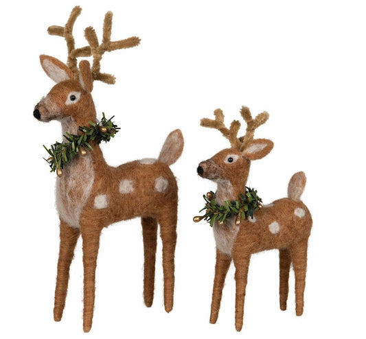 Innendørs julepynt Ulldyr Dovhjort 2-pakning 23 cm Mix