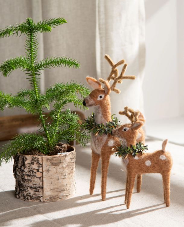 Innendørs julepynt Ulldyr Dovhjort 2-pakning 23 cm Mix