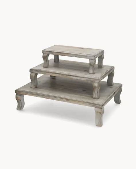 Dekorativt Pedestalbord Grå 3-pakning 50/40/30 cm