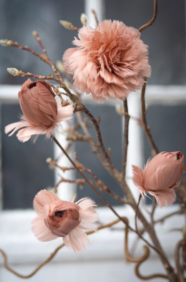 Dekorasjon Fjærblomst med Klemme Muldvarp 6-pakning Ø11 cm