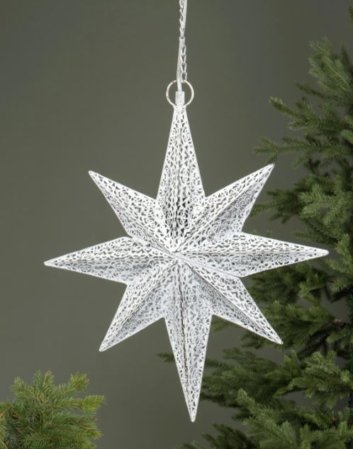 Adventsstjerne belysning - Antikk hvit 50 cm