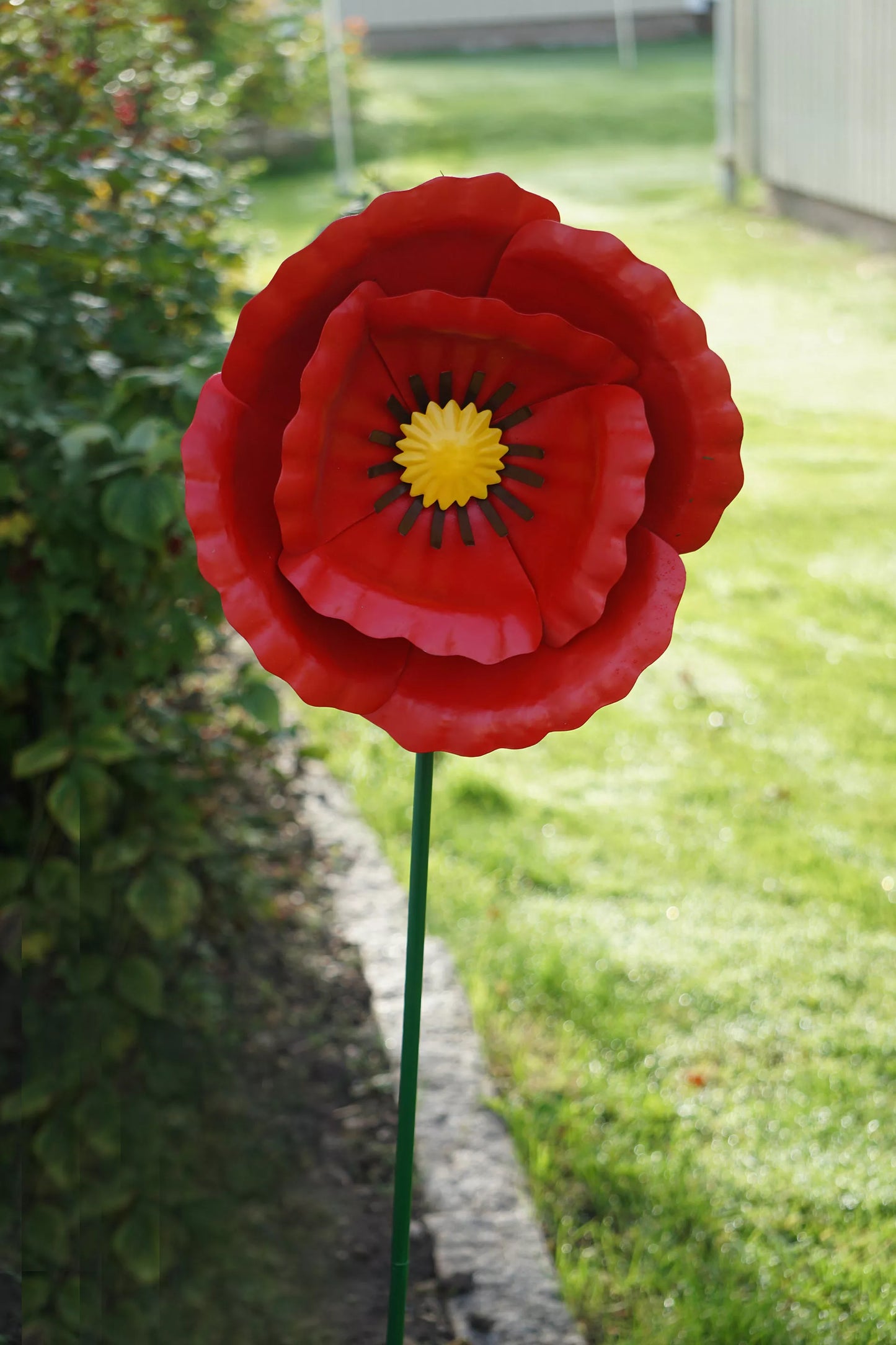 Hagedekorasjon Hagepynt Hagestaker 2-pakk Valmue Metal Red 132 cm