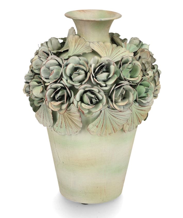 Dekorativ Vase Ofelia Blomstrande Grønn Ø21x30cm Metall På lager: Uke 38