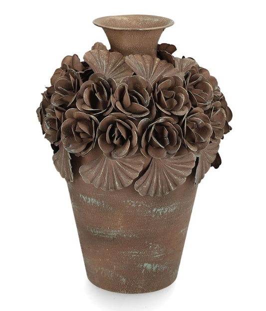 Dekorativ Vase Ofelia Blomstrete Brun Ø21x30cm Metall
