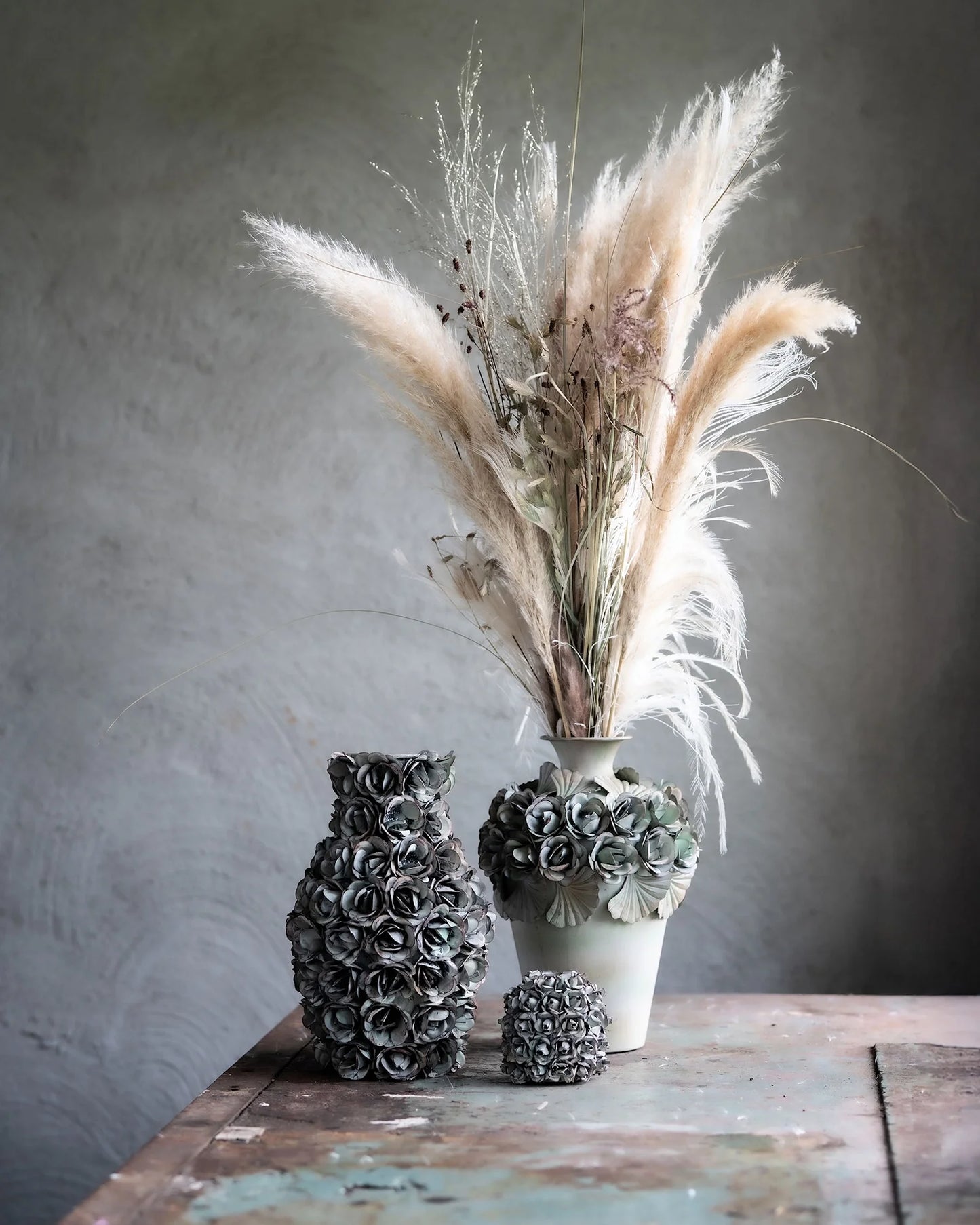 Dekorativ Vase Ofelia Blomstrande Grønn Ø20x30cm Metall