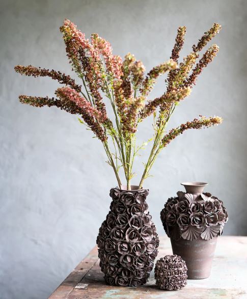 Dekorativ Vase Ofelia Blomstrete Brun Ø21x30cm Metall