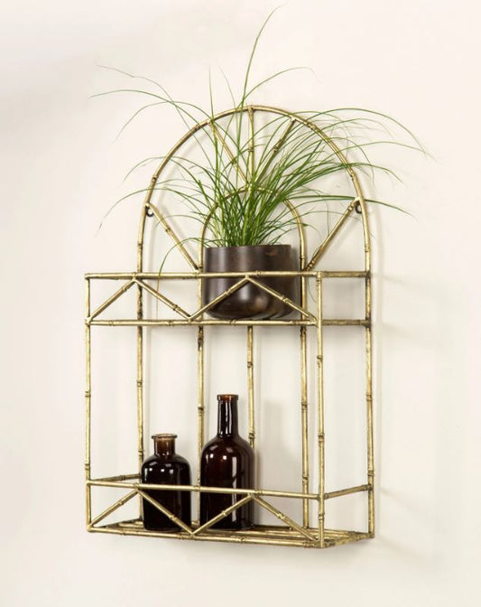 Vegghylle DIV. Metall Bambus Messing 38x13x57,5 cm