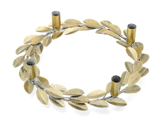 Lysestake Krans Ø33x8 cm Antikk Gull