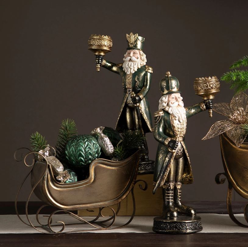 Juledekorasjon Nøtteknekker lysestake Mix Grønn 35cm 2-pak