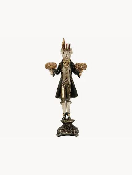 Lysestake Mus - Grønn poly 46 cm | Figurlysestake til kronelys