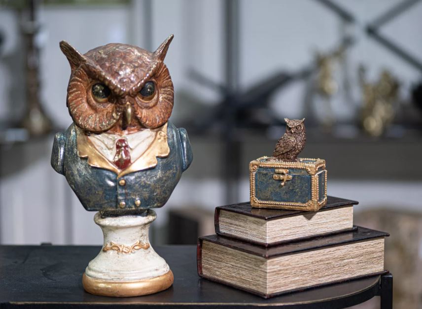 Dekorativ Eske Med Owl Poly 12x7x15cm