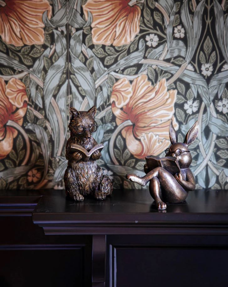 Dekorasjon Lesende Rev & Kanin 17/14 cm