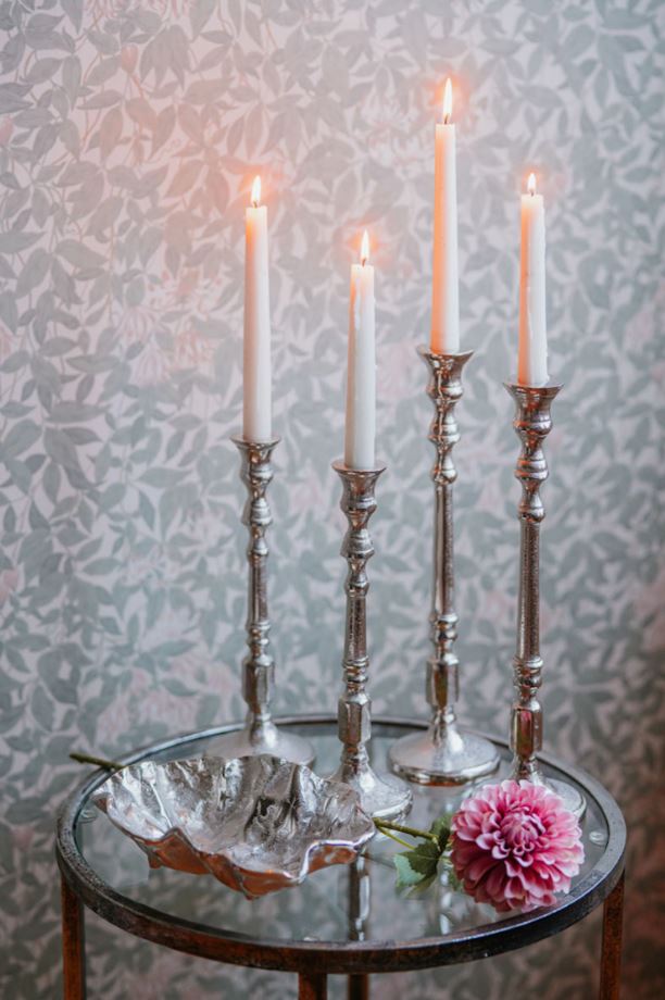 Lysestake Olivia - Sølv 37 cm | Elegant metall-lysestake til kronelys