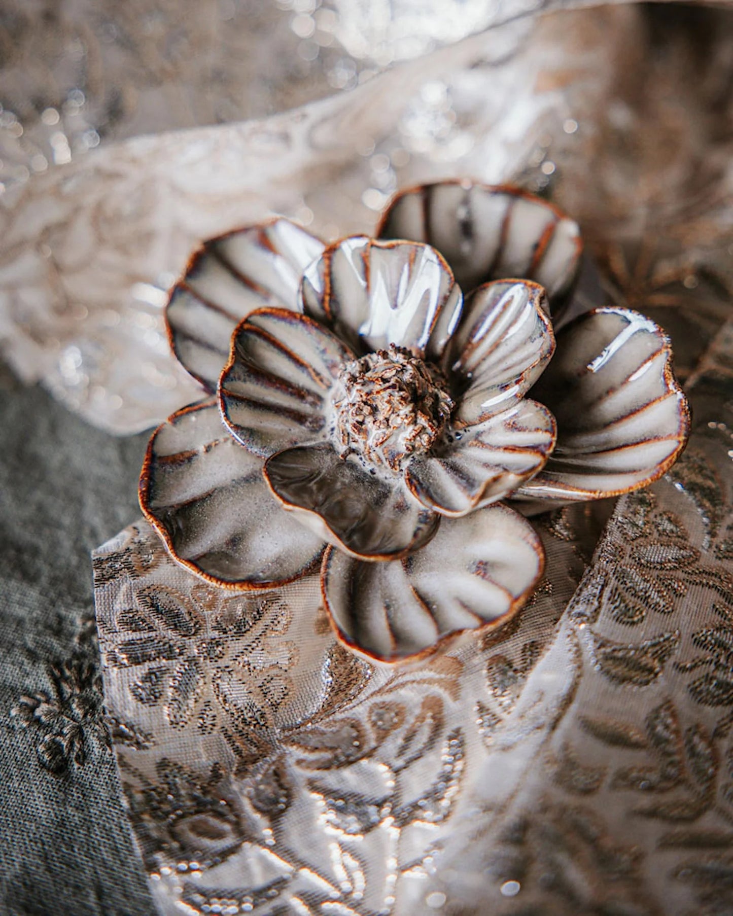 Dekorasjon Blomst 4-pakning Lykke Glaze Beige