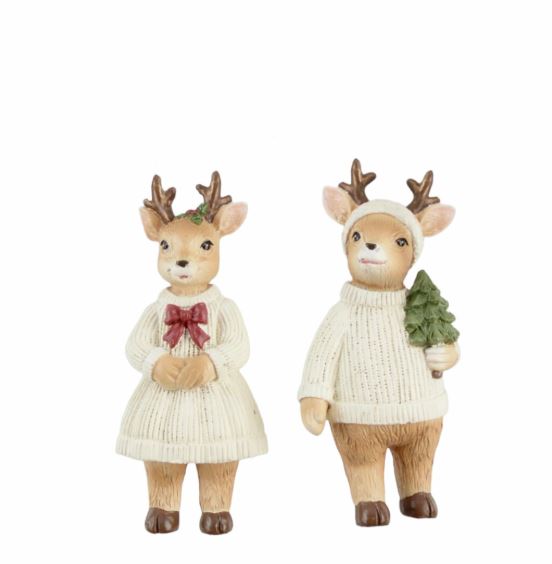 Innendørs julepynt Reinsdyrpar 2-pakning 10,2 cm