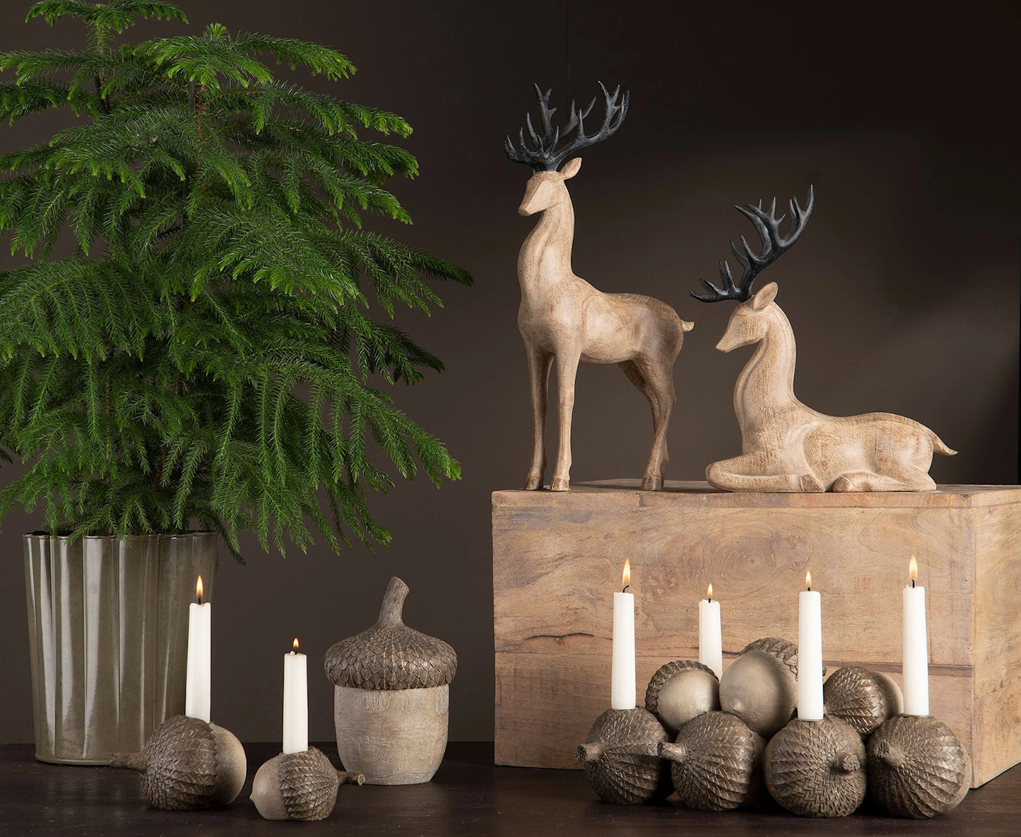 Innendørs julepynt hjort som stående 44 cm