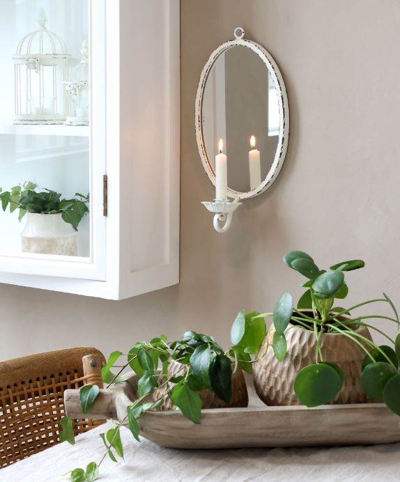 Lysestake Vegglampe H38/L19,5/B11 cm antikk krem