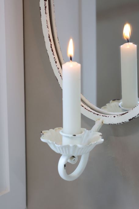 Lysestake Vegglampe H38/L19,5/B11 cm antikk krem