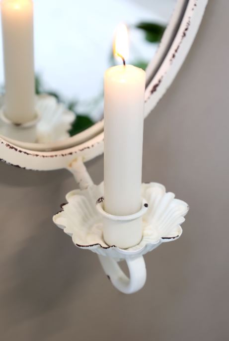 Lysestake Vegglampe H38/L19,5/B11 cm antikk krem