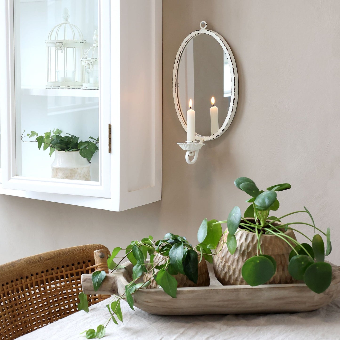 Lysestake Vegg Lysarmatur Speil 38 cm Antikk