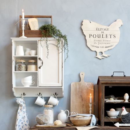 Veggskap med dør og hyller H61/L56/B19 cm creme