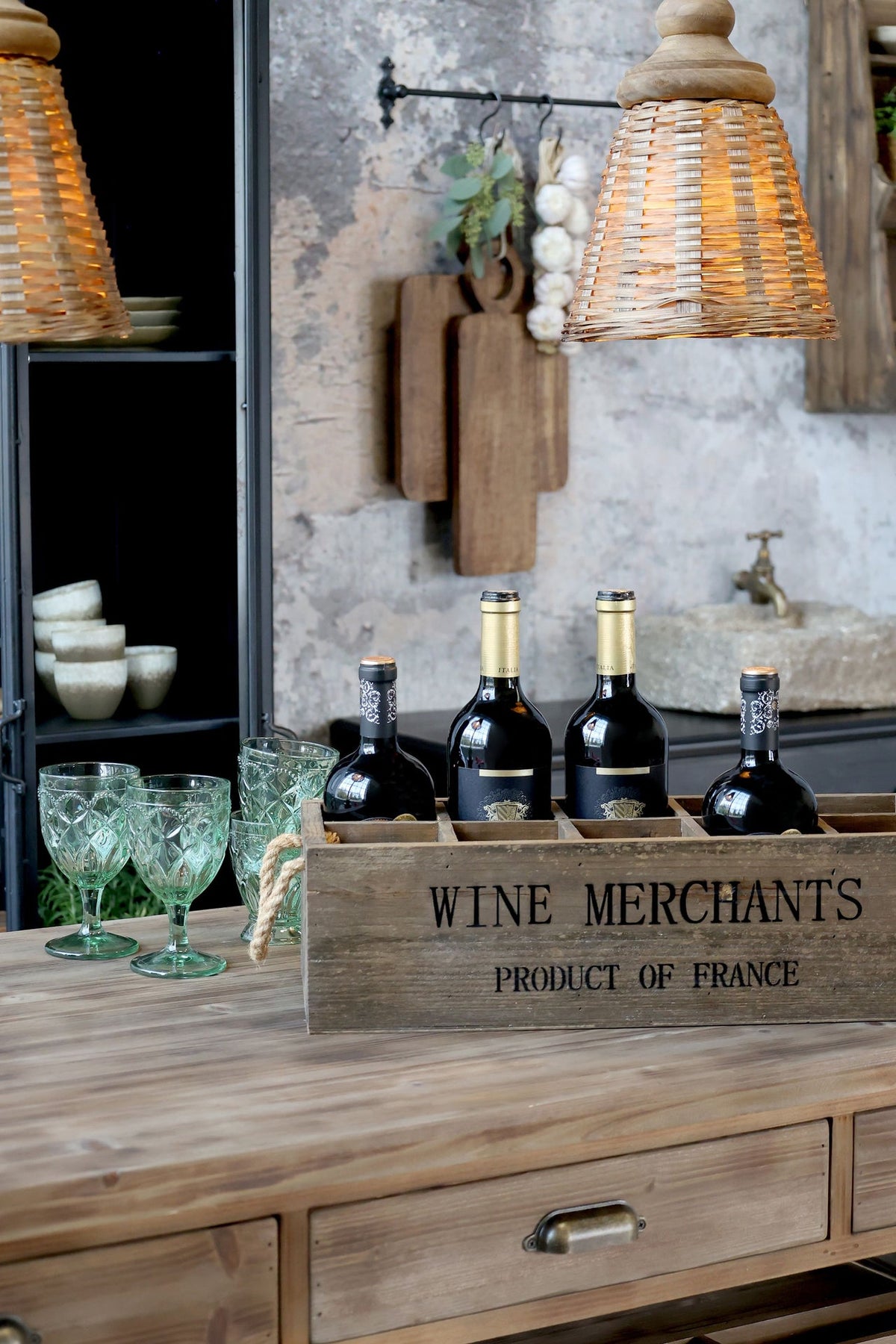 Dekorativ Eske Wine Merchants H14/L49,5/B21,5 cm naturlig