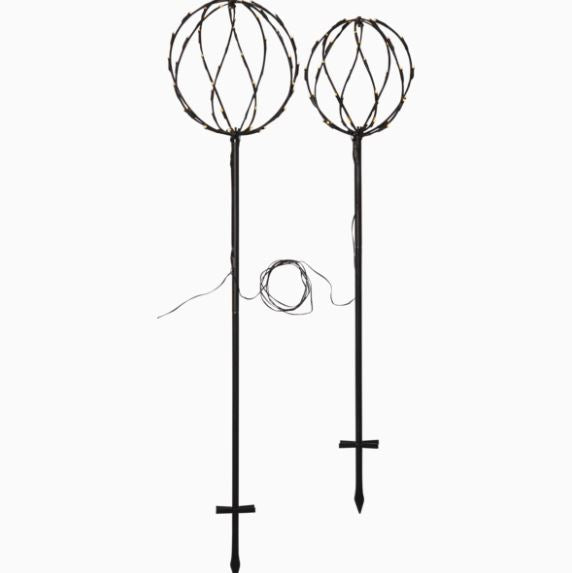 Hagebelysning Soldrevet sett med 2 svarte runde kuler 130/110 cm