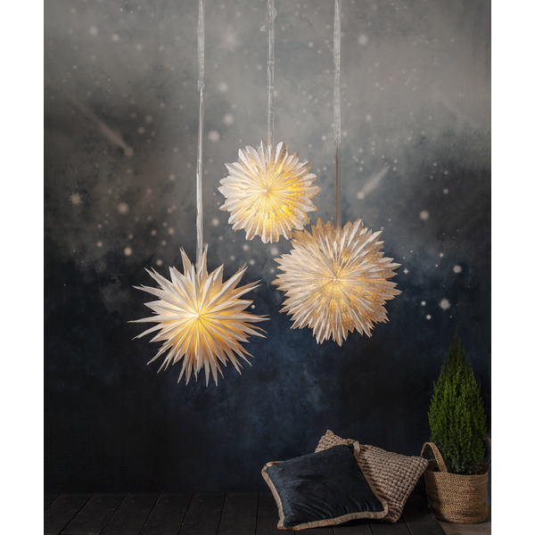 Adventsstjerne Papirstjerne resirkulert bomull .60 cm hvit