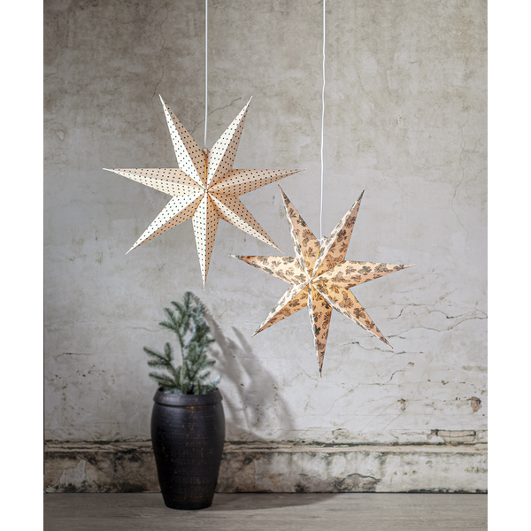 Adventsstjerne Papirstjerne Bomullsstrå og grantrebar 60 cm grønn/beige