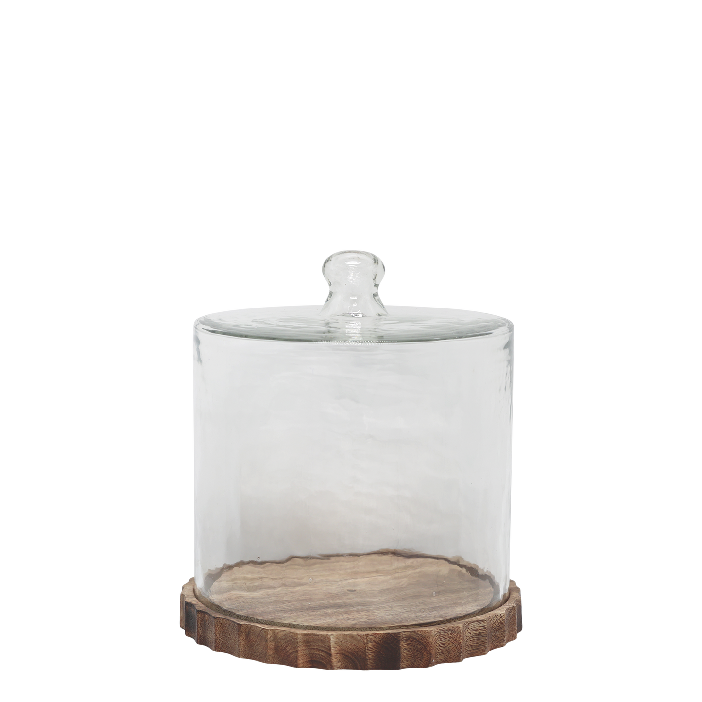 Dekorativt fat med glassklokke H25/Ø22,5 cm