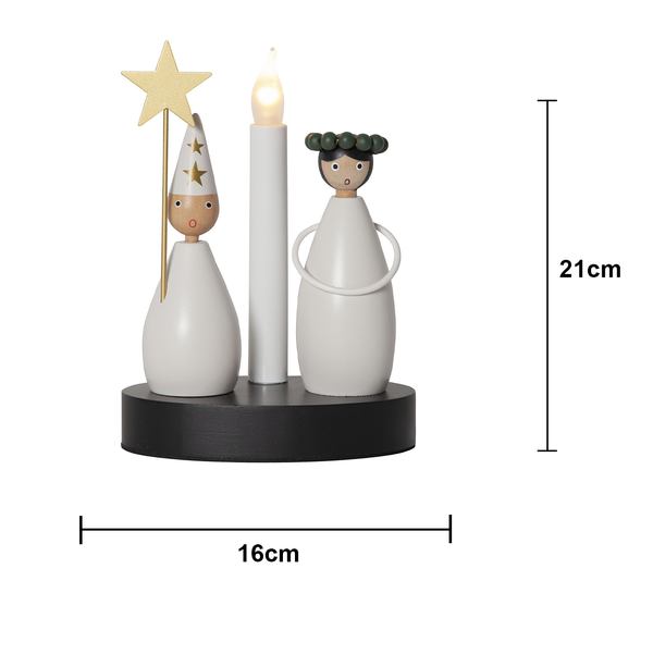 Adventslysestake Lucia og Stjernegutt 16x10x21 cm