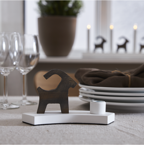 Julelysestake Bukk 18x10x6,5 cm Hvit/Natur