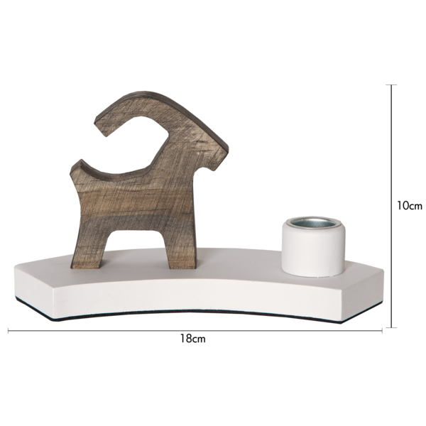 Julelysestake Bukk 18x10x6,5 cm Hvit/Natur
