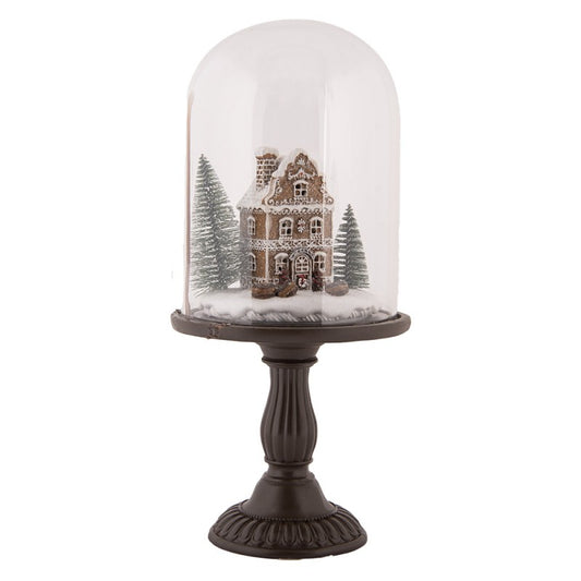 Innendørs julepynt Glassklokke By med LED-belysning Ø 17x36 cm Brun