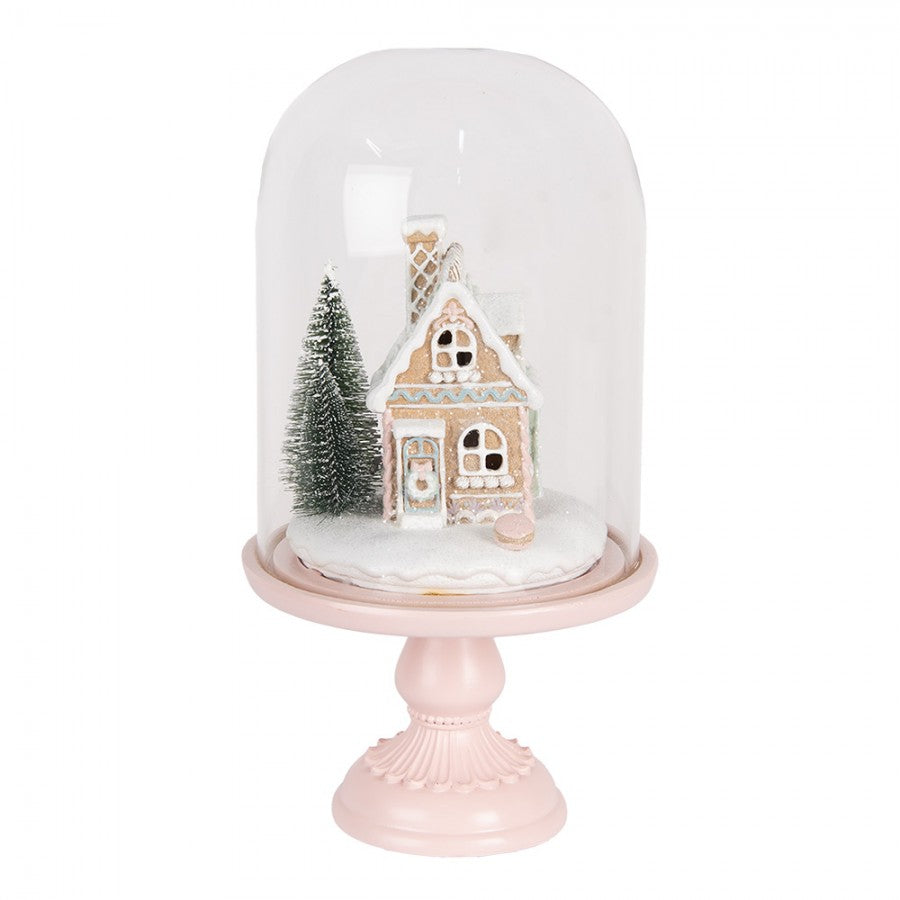 Innendørs julepynt Glasklokke By med LED-belysning Ø 17x30 cm Pastell