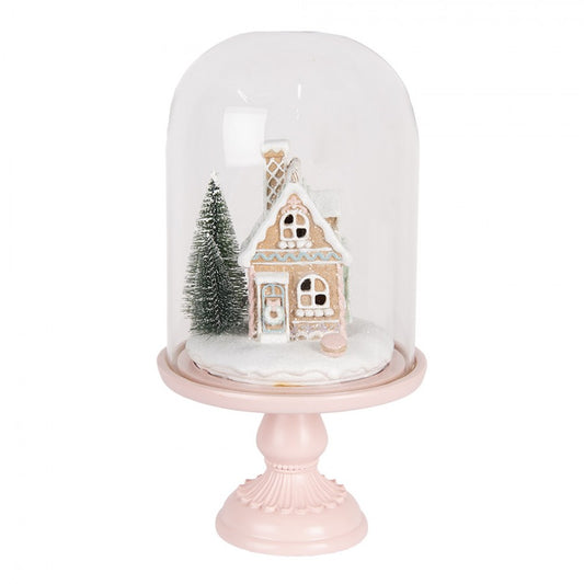 Innendørs julepynt Glasklokke By med LED-belysning Ø 17x30 cm Pastell