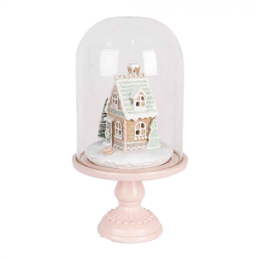 Innendørs julepynt Glasklokke By med LED-belysning Ø 17x30 cm Pastell
