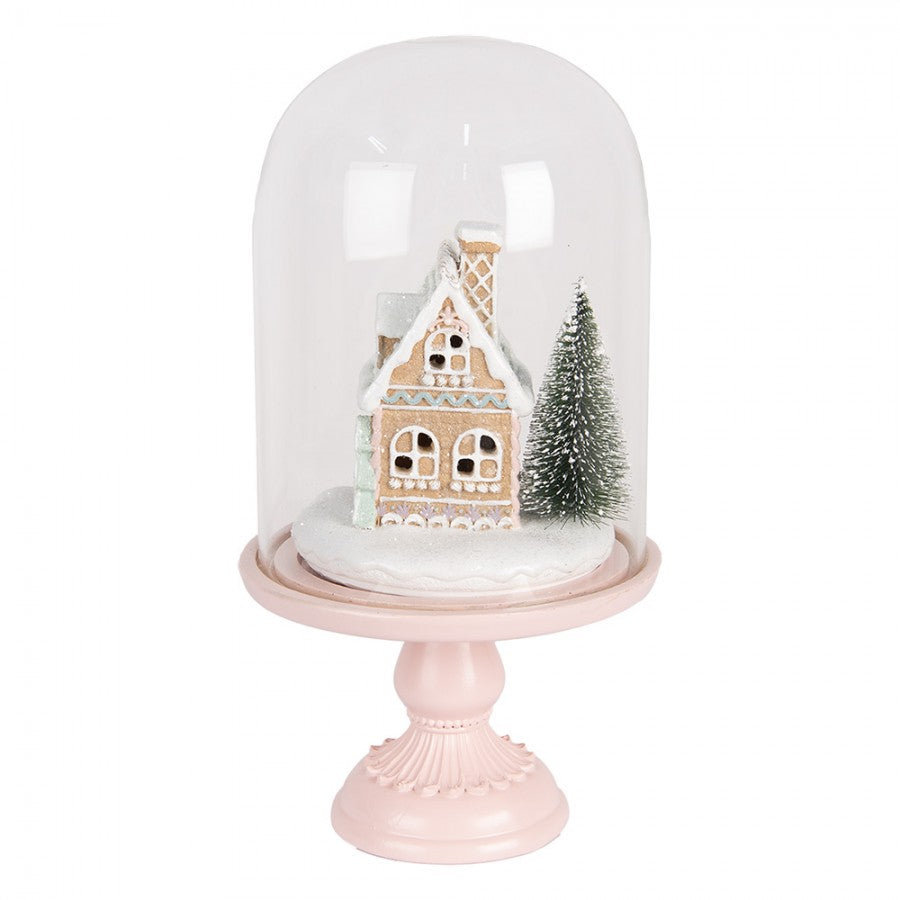 Innendørs julepynt Glasklokke By med LED-belysning Ø 17x30 cm Pastell