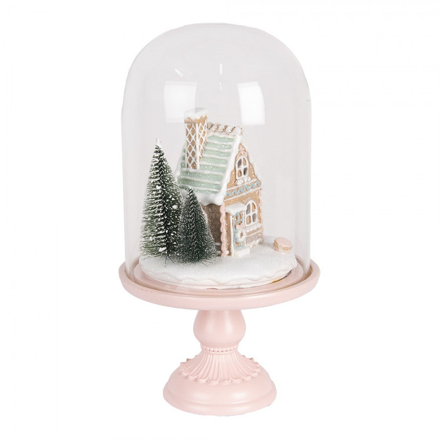 Innendørs julepynt Glasklokke By med LED-belysning Ø 17x30 cm Pastell