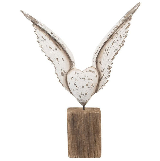 Dekorasjon figur med vinger 26x5x33 cm Hvit Brun Tre